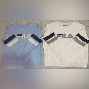Fila Pullover Crewneck in Baby blue and White